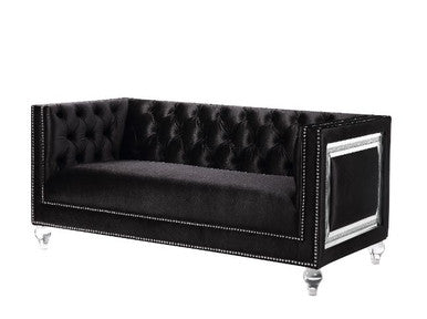 ACME 56996 Heibero Loveseat with 2 Pillows, Black Velvet ACME Furniture