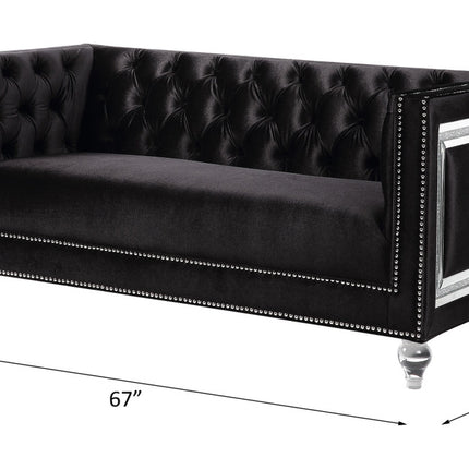 ACME 56996 Heibero Loveseat with 2 Pillows, Black Velvet