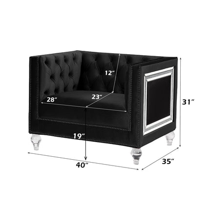 ACME 56997 Heibero Chair, Black Velvet