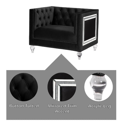 ACME 56997 Heibero Chair, Black Velvet