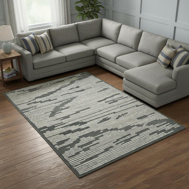9' X 13' Dark Gray And Ivory Wool Geometric Hand Hooked Area Rug HomeRoots