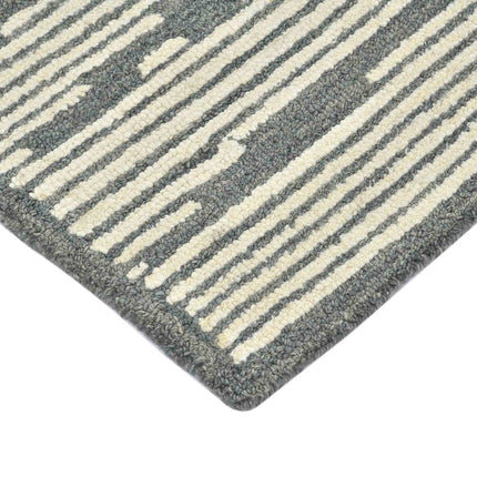 9' X 13' Dark Gray And Ivory Wool Geometric Hand Hooked Area Rug HomeRoots