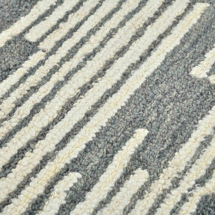 9' X 13' Dark Gray And Ivory Wool Geometric Hand Hooked Area Rug HomeRoots