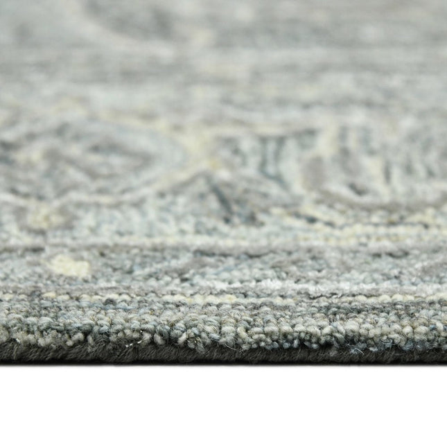 9' X 13' Gray Ivory And Light Blue Wool Oriental Hand Tufted Area Rug HomeRoots