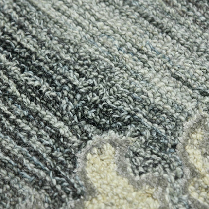 9' X 13' Gray Ivory And Light Blue Wool Oriental Hand Tufted Area Rug HomeRoots