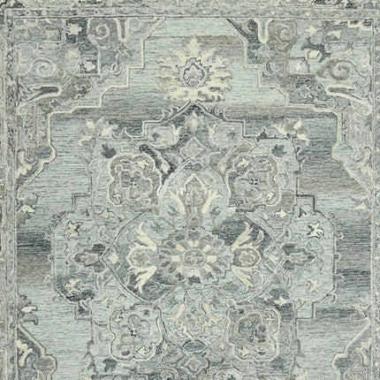 9' X 13' Gray Ivory And Light Blue Wool Oriental Hand Tufted Area Rug HomeRoots