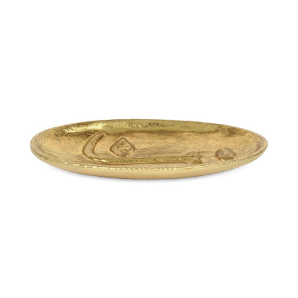 8" Gold Cast Iron Mod Abstract Face Oval Trinket Tray HomeRoots