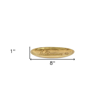 8" Gold Cast Iron Mod Abstract Face Oval Trinket Tray HomeRoots