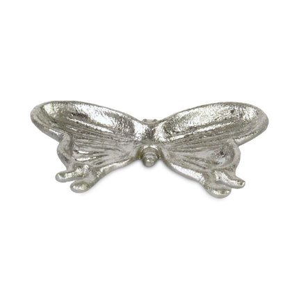 6" Silver Cast Iron Butterfly Handmade Trinket Tray HomeRoots