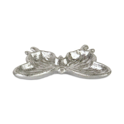 6" Silver Cast Iron Butterfly Handmade Trinket Tray