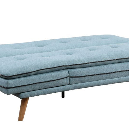 ACME 57162 Savilla Adjustable Sofa, Blue Linen & Oak Finish