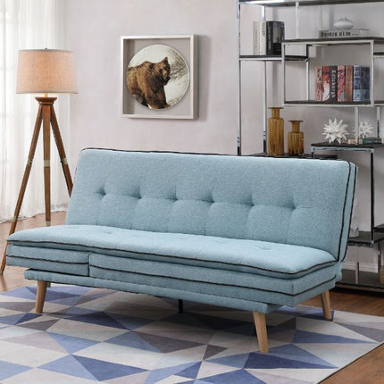 ACME 57162 Savilla Adjustable Sofa, Blue Linen & Oak Finish