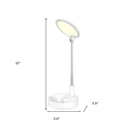 22" White Metal And Plastic Adjustable Portable Desk Lamp LED With Phone Clamp HomeRoots