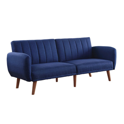 ACME 57190 Bernstein Adjustable Sofa, Blue Linen & Walnut Finish