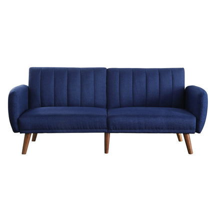 ACME 57190 Bernstein Adjustable Sofa, Blue Linen & Walnut Finish