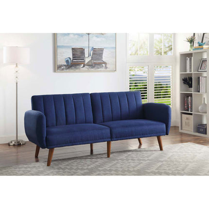 ACME 57190 Bernstein Adjustable Sofa, Blue Linen & Walnut Finish