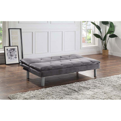 ACME 57195 Cilliers Adjustable Sofa, Gray Velvet & Chrome Finish ACME Furniture