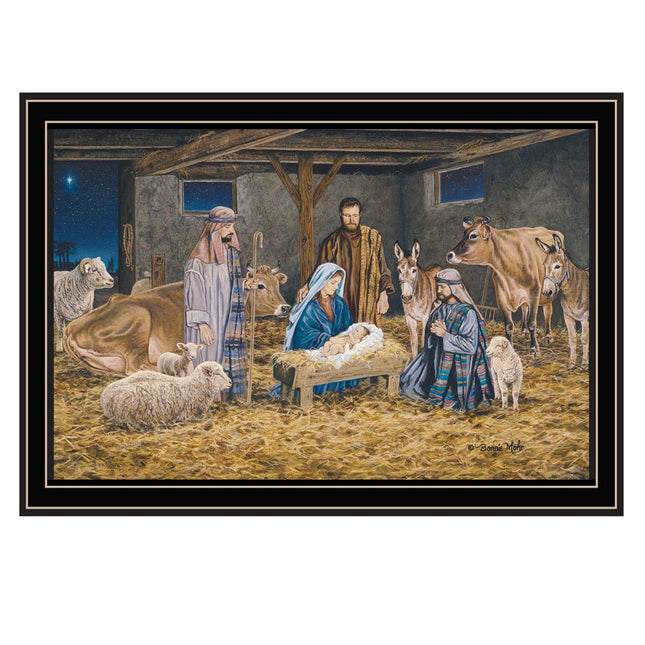 The Birth of Christ Black Framed Wall Art HomeRoots