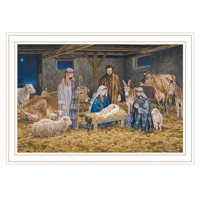 The Birth of Christ White Framed Wall Art HomeRoots