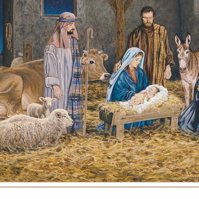 The Birth of Christ White Framed Wall Art HomeRoots