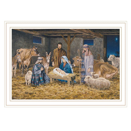 The Birth of Christ White Framed Wall Art HomeRoots