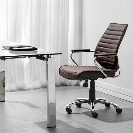 Black and Silver Adjustable Height Swivel Rolling Office Chair HomeRoots