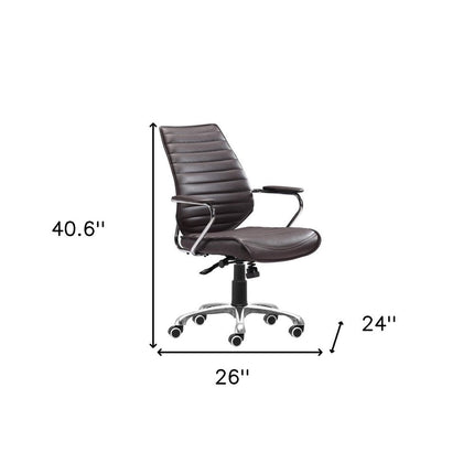 Black and Silver Adjustable Height Swivel Rolling Office Chair HomeRoots