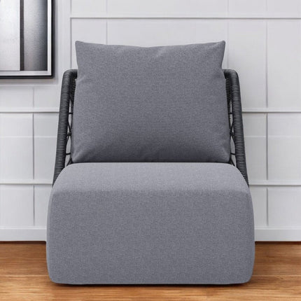 33" Gray Outdoor Accent Chair with Gray Cushions HomeRoots