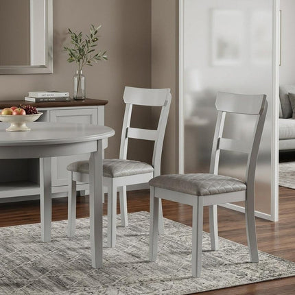 Set of Two Gray Fabric Open Back Dining Side Chairs