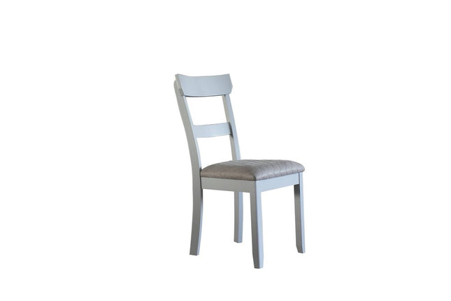 Set of Two Gray Fabric Open Back Dining Side Chairs