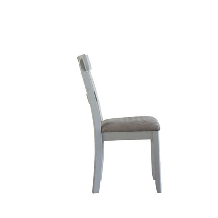 Set of Two Gray Fabric Open Back Dining Side Chairs