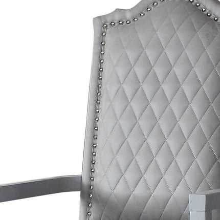 Set of Two Gray Fabric Dining Arm Chairs
