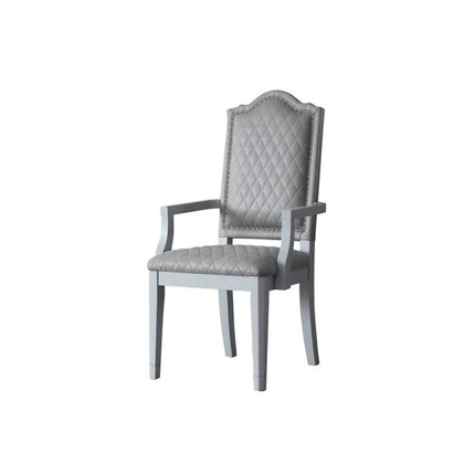 Set of Two Gray Fabric Dining Arm Chairs