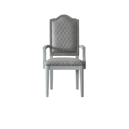 Set of Two Gray Fabric Dining Arm Chairs