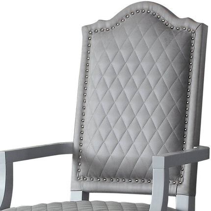 Set of Two Gray Fabric Dining Arm Chairs