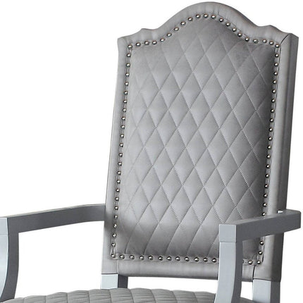 Set of Two Gray Fabric Dining Arm Chairs