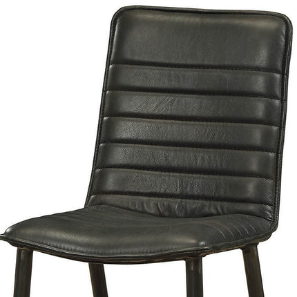 Set of Two Black Faux Leather Dining Side Chairs
