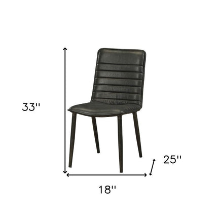 Set of Two Black Faux Leather Dining Side Chairs