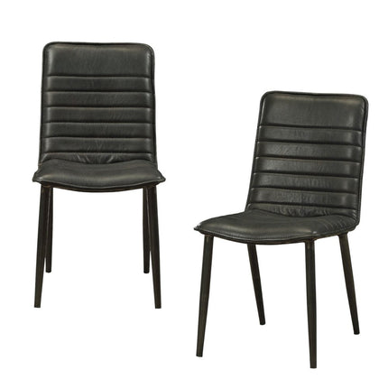 Set of Two Black Faux Leather Dining Side Chairs