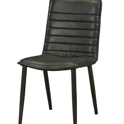 Set of Two Black Faux Leather Dining Side Chairs