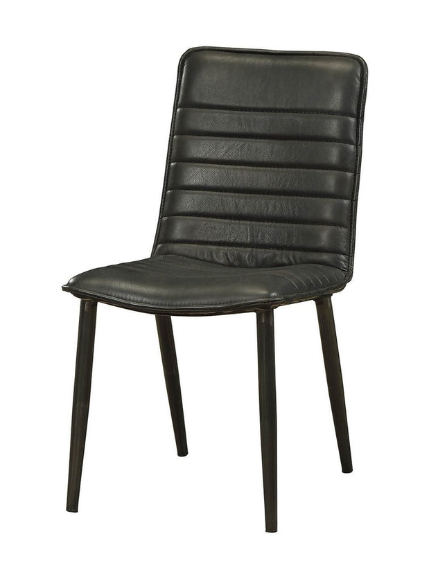 Set of Two Black Faux Leather Dining Side Chairs