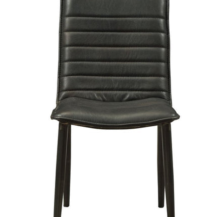 Set of Two Black Faux Leather Dining Side Chairs