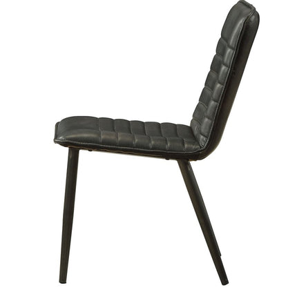 Set of Two Black Faux Leather Dining Side Chairs