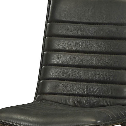Set of Two Black Faux Leather Dining Side Chairs