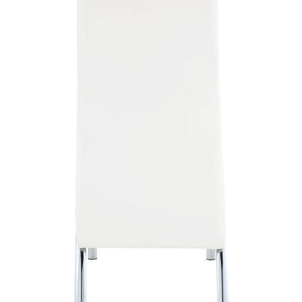 Set of Two White and Silver Faux Leather Dining Side Chairs
