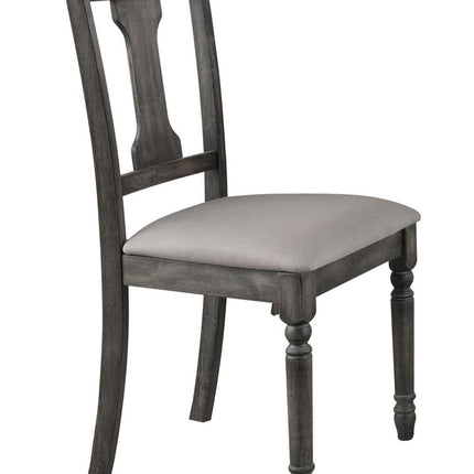 Set of Two Tan and Gray Linen Open Back Dining Side Chairs