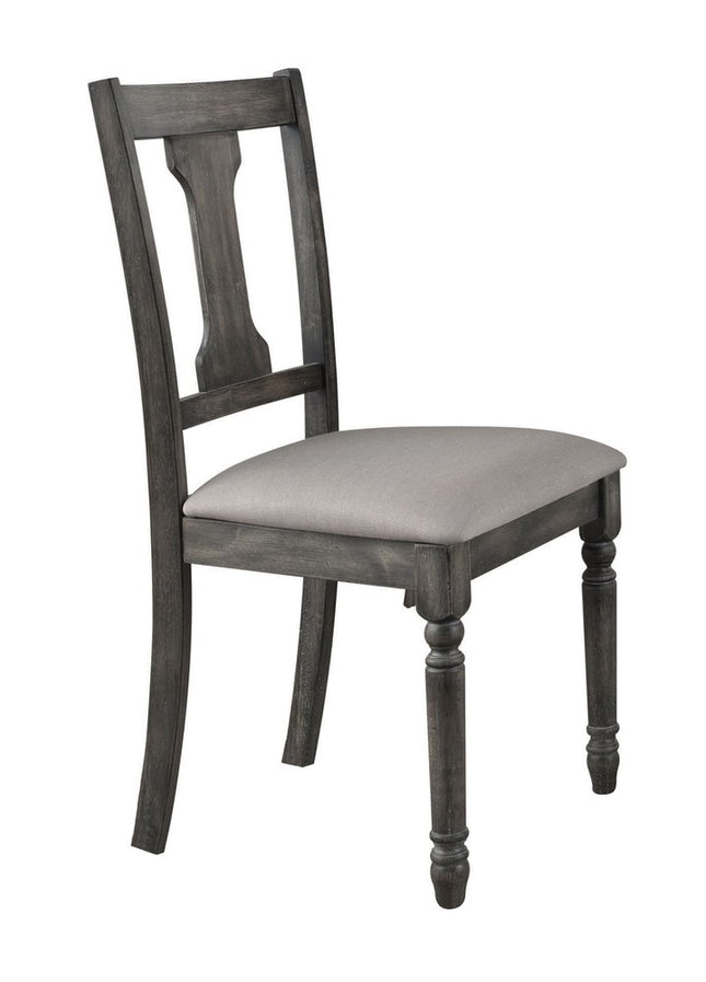 Set of Two Tan and Gray Linen Open Back Dining Side Chairs