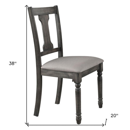 Set of Two Tan and Gray Linen Open Back Dining Side Chairs
