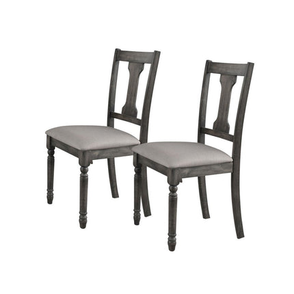 Set of Two Tan and Gray Linen Open Back Dining Side Chairs