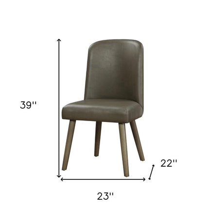 Set of Two Gray Faux Leather Dining Side Chairs